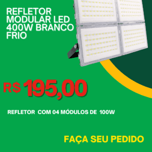 Refletor Led Smd 400w (04 módulos de 100W) Luz Ip66 - Branco Frio (6000K) Bivolt