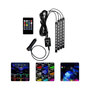 Barras de Led Interior Automotivo RGB  - 9 LEDs com Controle Remoto 12V