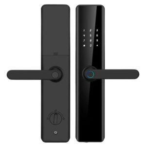 Fechadura Eletrônica Biométrica Digital — Wi-Fi, Tuya, Senha, Cartão e Chave (Preto)