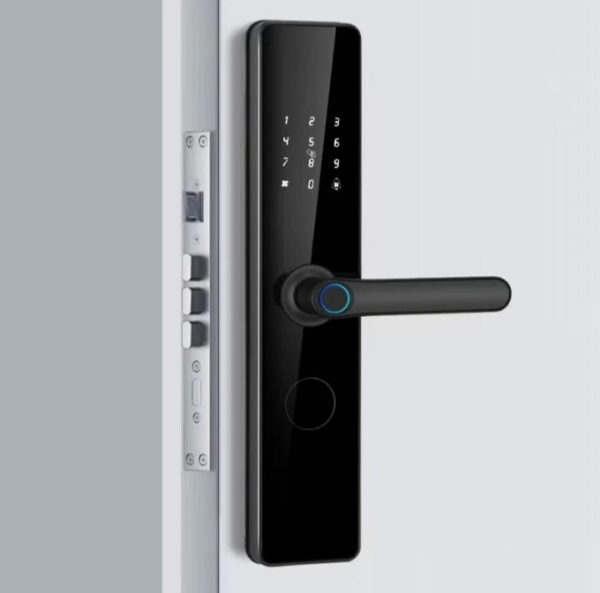Fechadura Eletrônica Biométrica Digital — Wi-Fi, Tuya, Senha, Cartão e Chave (Preto) - Imagem 2