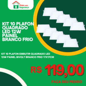 Kit 10 Plafon Quadrado Led 12w Painel  Branco Frio