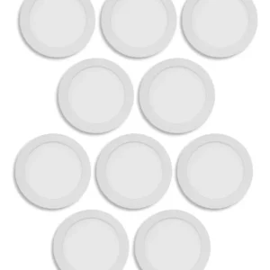 Kit 10 Painéis Led 12w Redondo Embutir 6500k Branco Frio