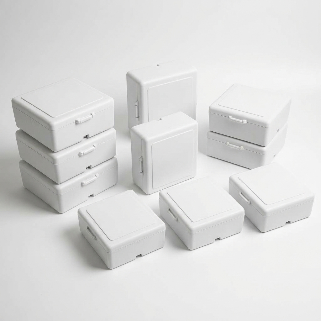 Kit 10 Caixas de Sobrepor 9x9x5cm Branca ABS PP UV para Fonte Conexões Elétricas / CFTV